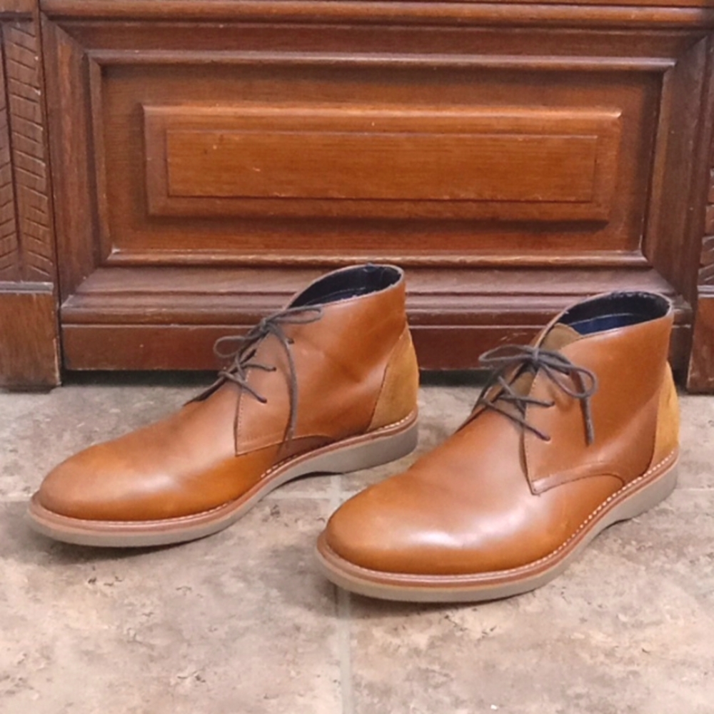 Aldo Men's Brown Leather & Tan Suede Tie Up Ankle Boot Shoes 8 - Picture 3 of 16
